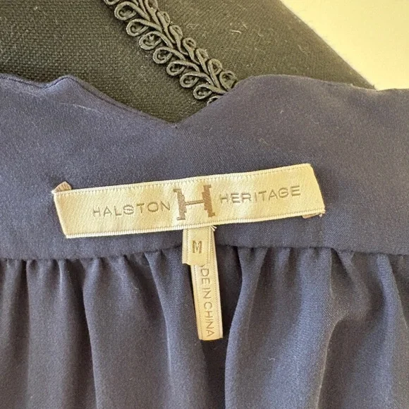 Halston Heritage Deep Blue Silk Draped Blouse - Picture 5 of 7